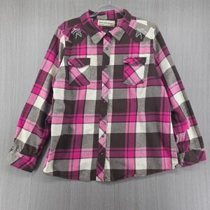 Bit & Bridle Plaid Flannel Pearl Snap Western Button Top Womens 1X